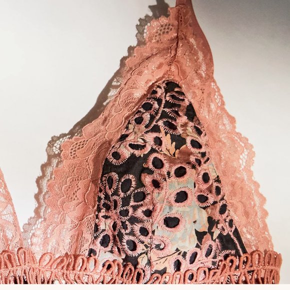 FREE PEOPLE ​Emma Soft Bra Black brown lace ruched back $48 - Picture 4 of 7